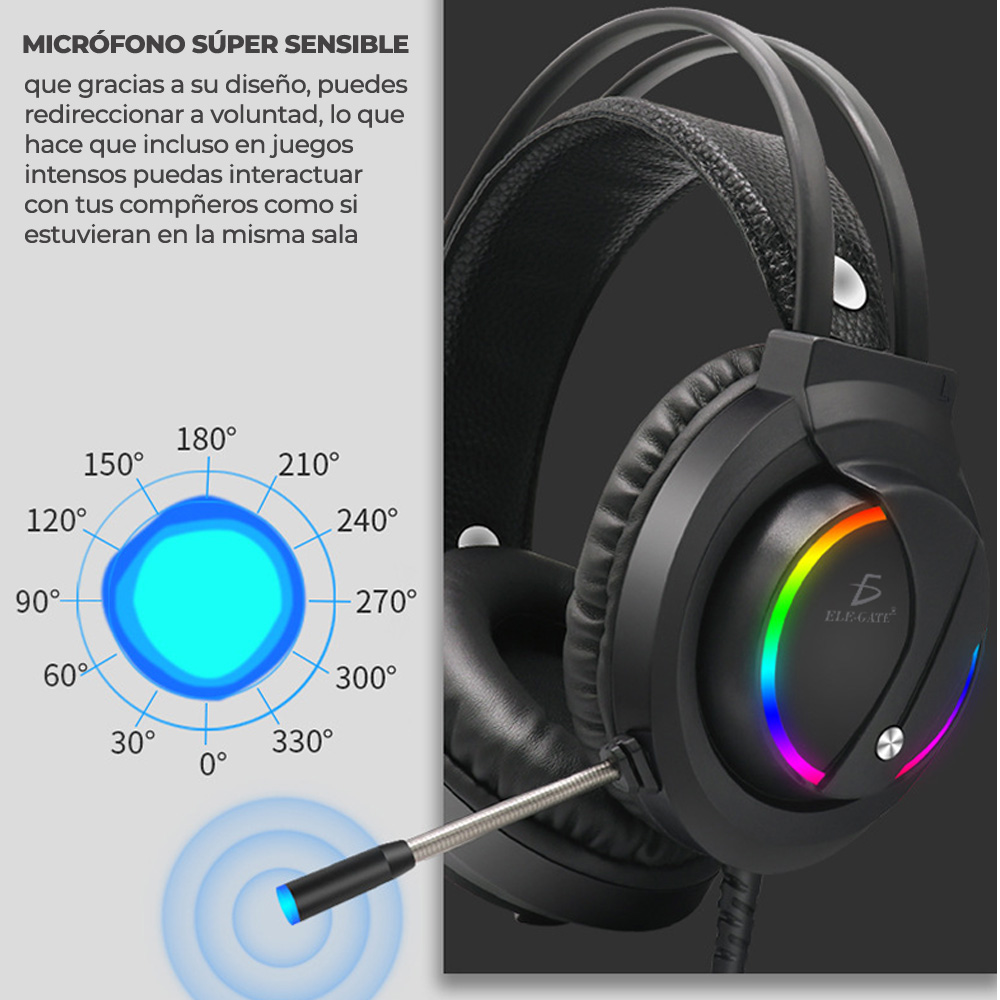Diadema Audifonos Gamer Rgb Led Colores Ps4 Xbox Pc Laptop