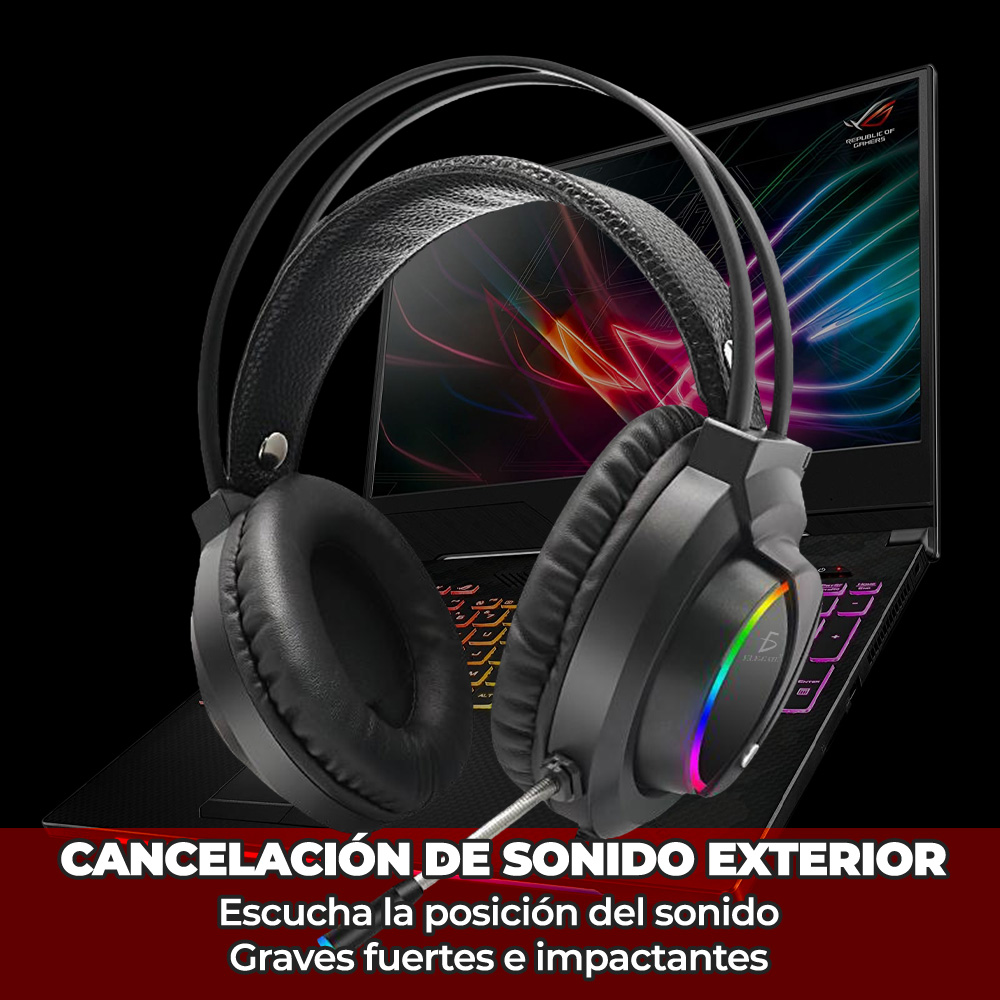 Diadema Audifonos Gamer Rgb Led Colores Ps4 Xbox Pc Laptop