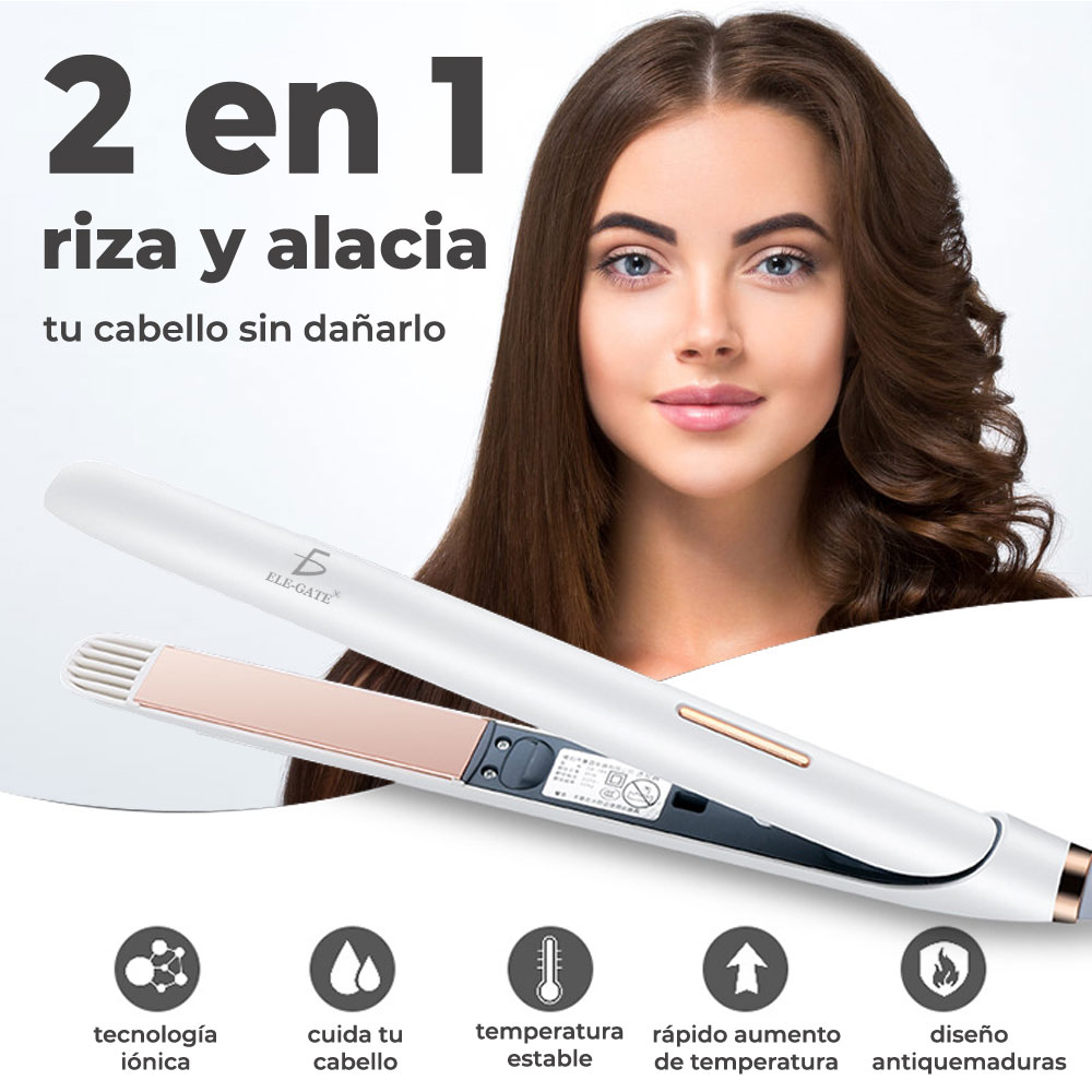 Plancha Para Cabello 2 En 1 Alisadora Y Rizadora