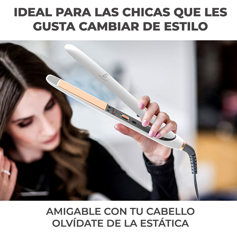 Plancha Para Cabello 2 En 1 Alisadora Y Rizadora