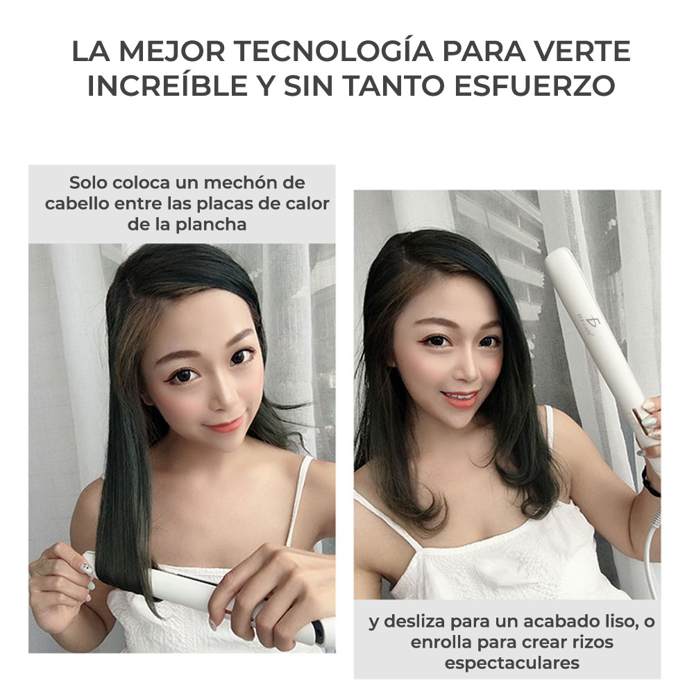 Plancha Para Cabello 2 En 1 Alisadora Y Rizadora