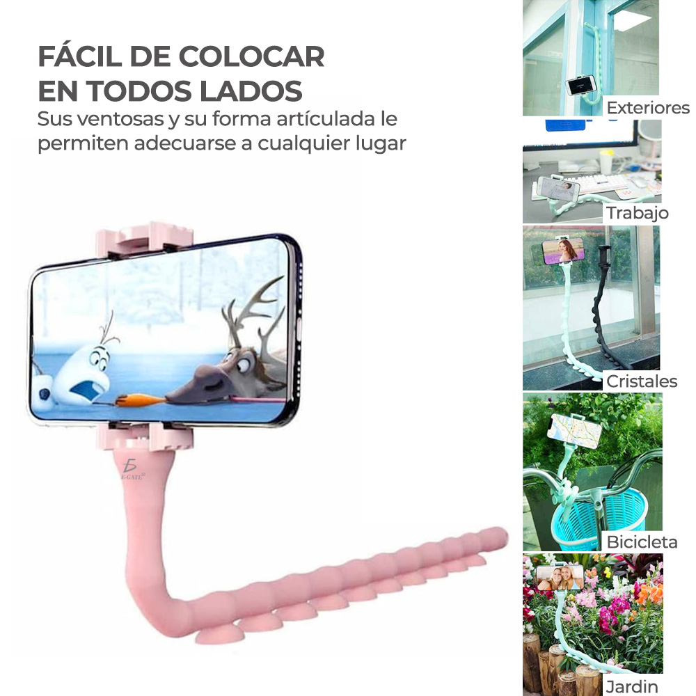 Soporte Flexible Para Celular Con Ventosas de Succión en forma de gusanito