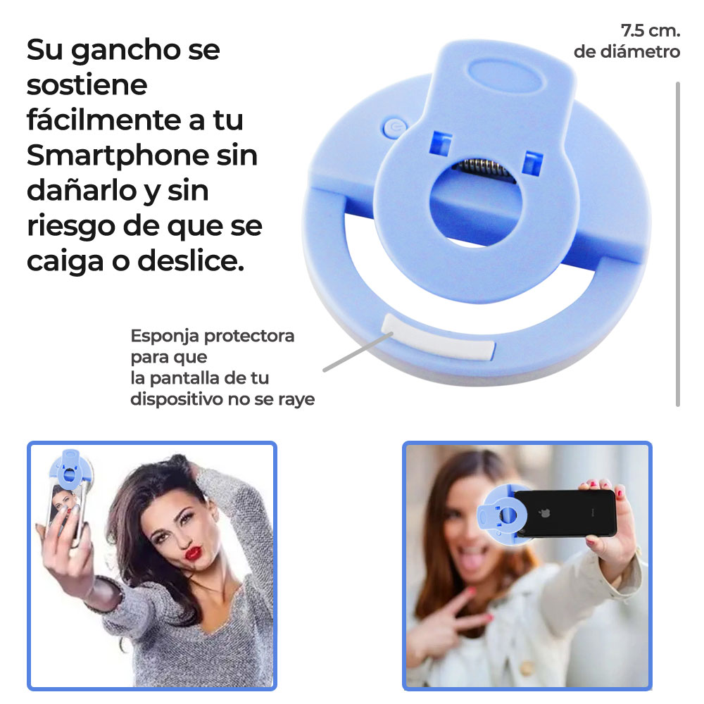 Aro Luz Led Selfie Para Celular De Clip Recargable