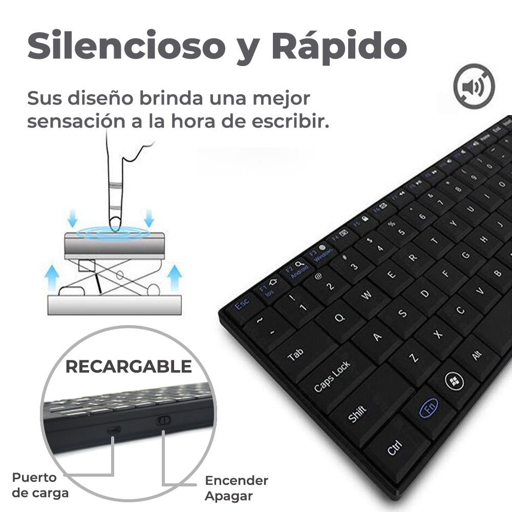 Mini Teclado Bluetooth Inalambrico Touchpad Recargable