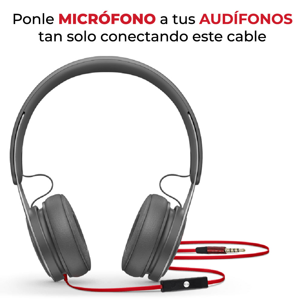 Cable Auxiliar 3.5 Con Micrófono Manos Libres Control 1.2 M