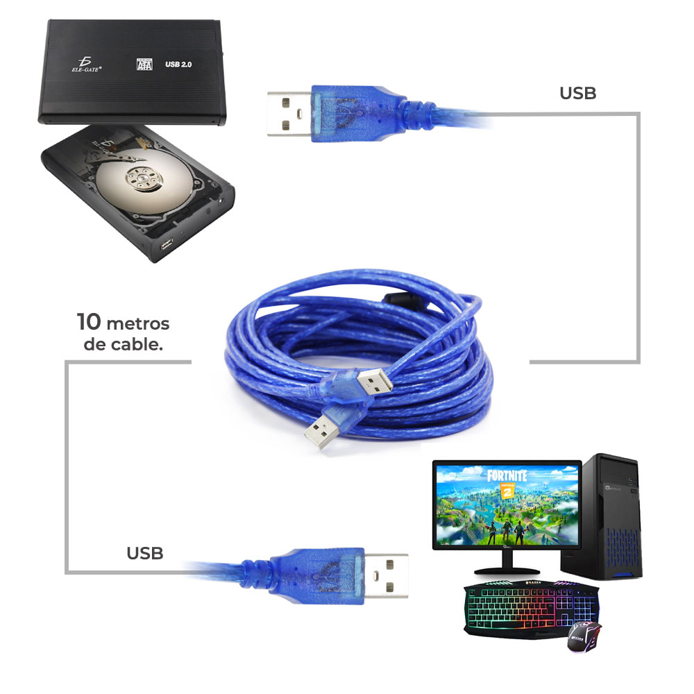 Cable Usb 2.0 Macho A Macho para DiscoDuro 10M