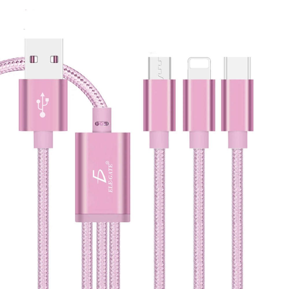 Cable Celular Usb Reforzado 3-1 Micro Usb Tipo C Lightning V8 Type-c para andorid y iphone