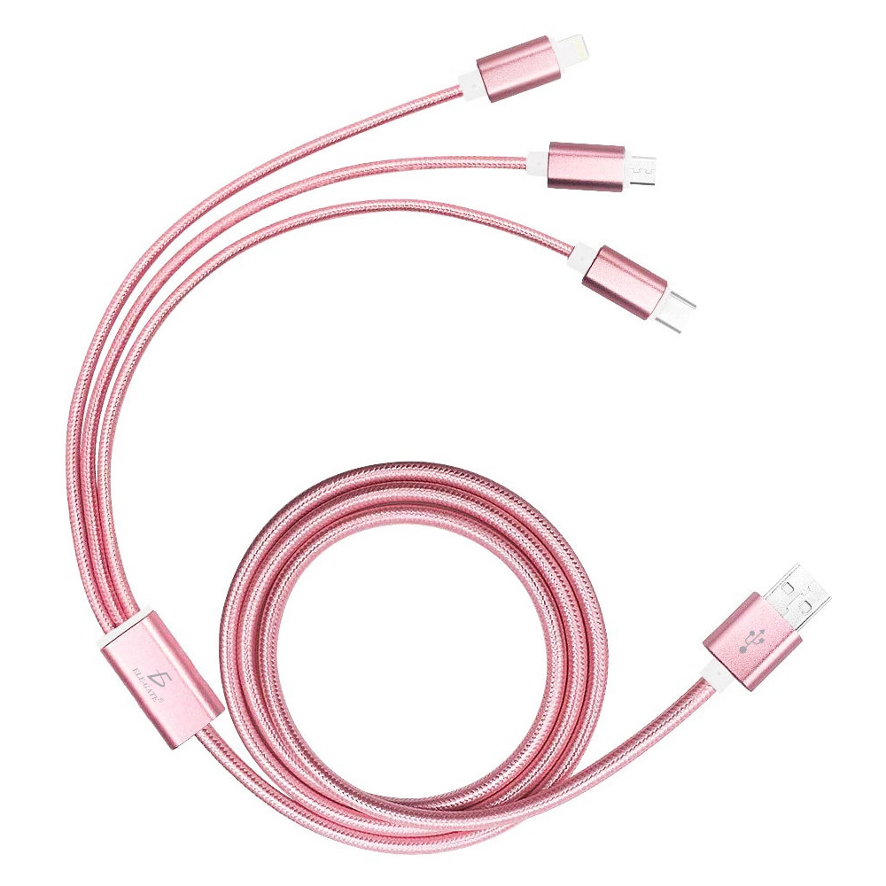 Cable Celular Usb Reforzado 3-1 Micro Usb Tipo C Lightning V8 Type-c para andorid y iphone