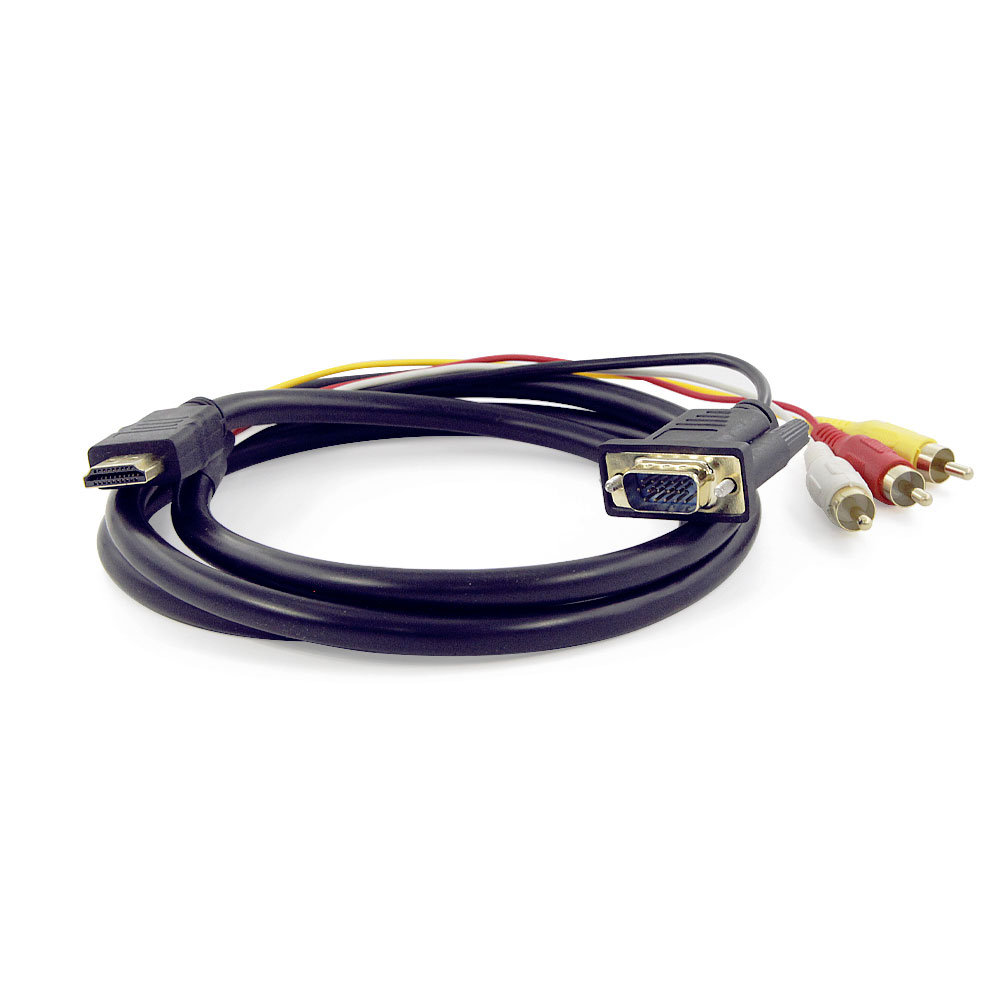 Cable Adaptador De Convertidor Hdmi A Vga 3 Rca Para Hdtv
