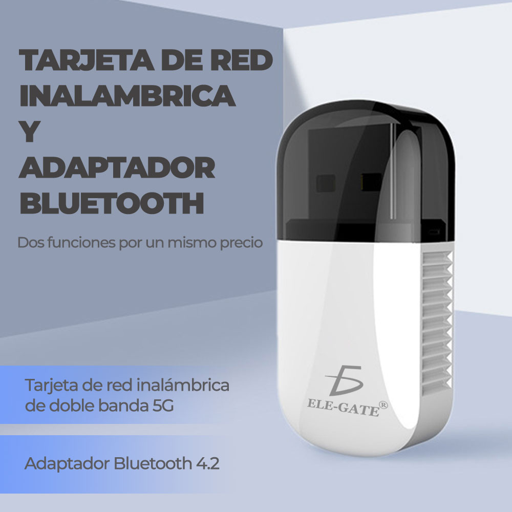 Mini Adaptador USB Wifi Inalámbrico 5G Y Bluetooth 2 En 1