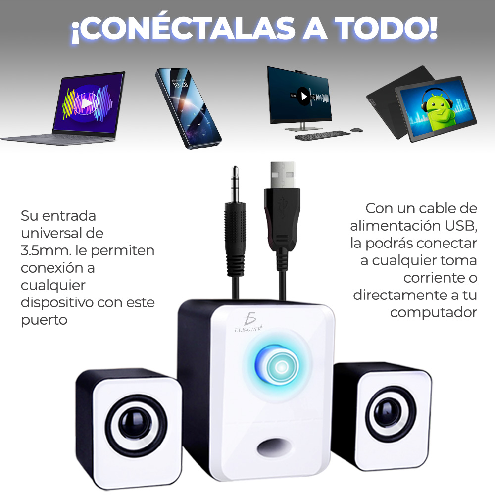 Bocina 2.1 Subwoofer 3.5mm Estéreo Bass Caja De Sonid