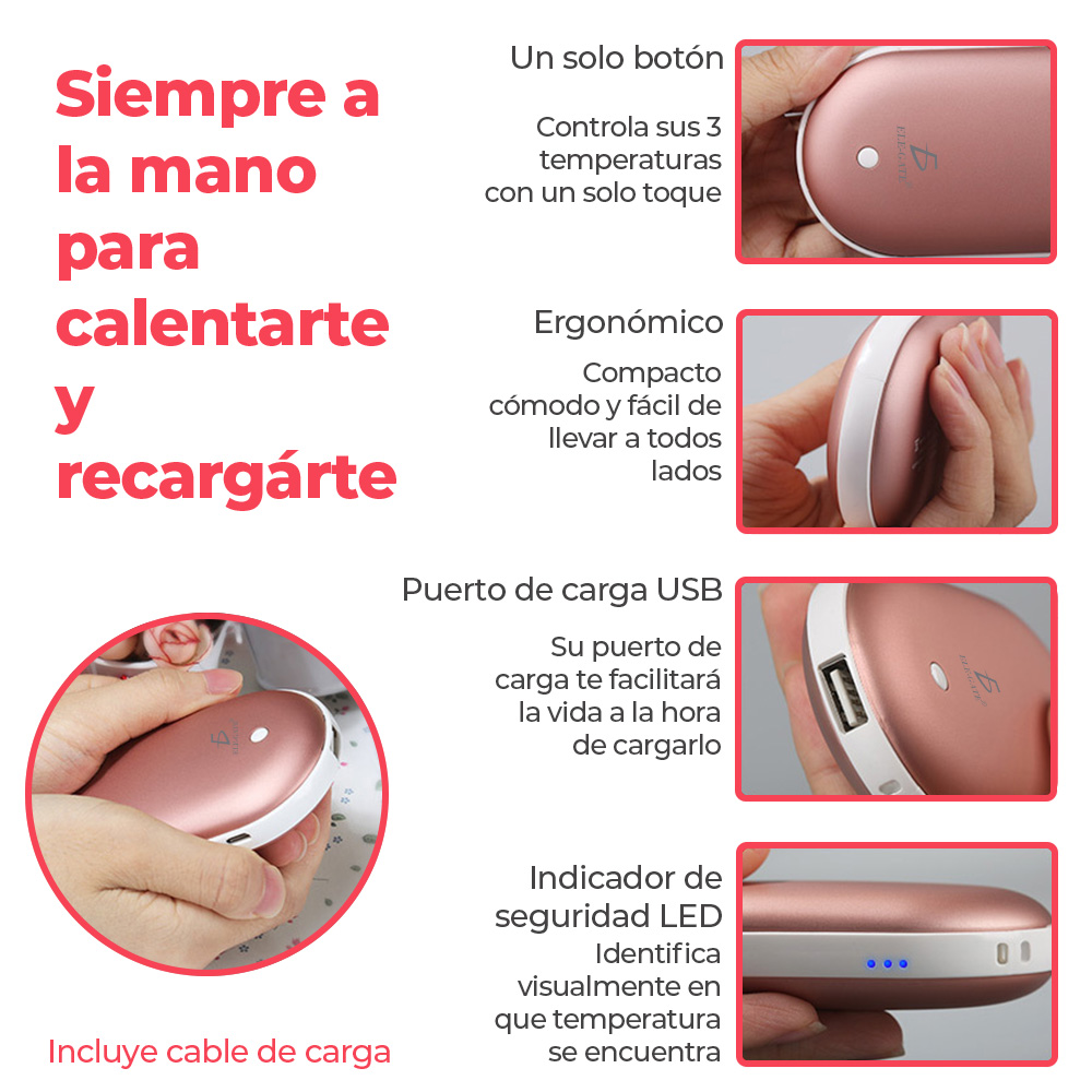 Calentador De Manos Con PowerBank Pila Recagable