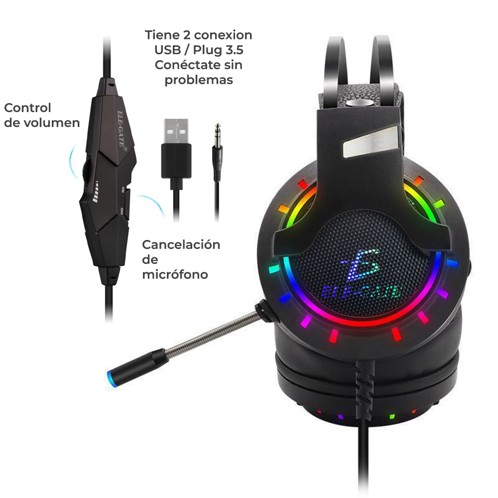Diadema Rgb Led Colores Audifonos Gamer Ps4 Xbox Pc