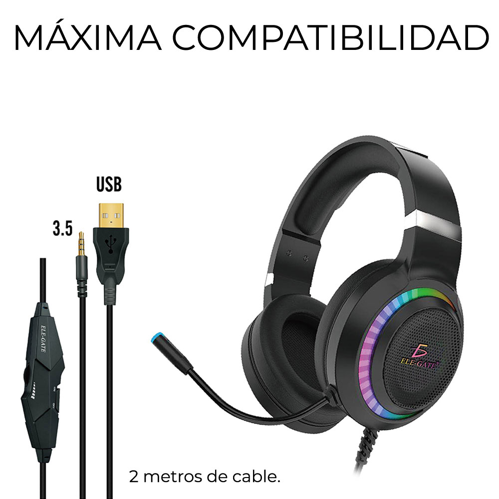 Diadema Gamer Rgb Led Colores Audifonos Ps4 Xbox Pc