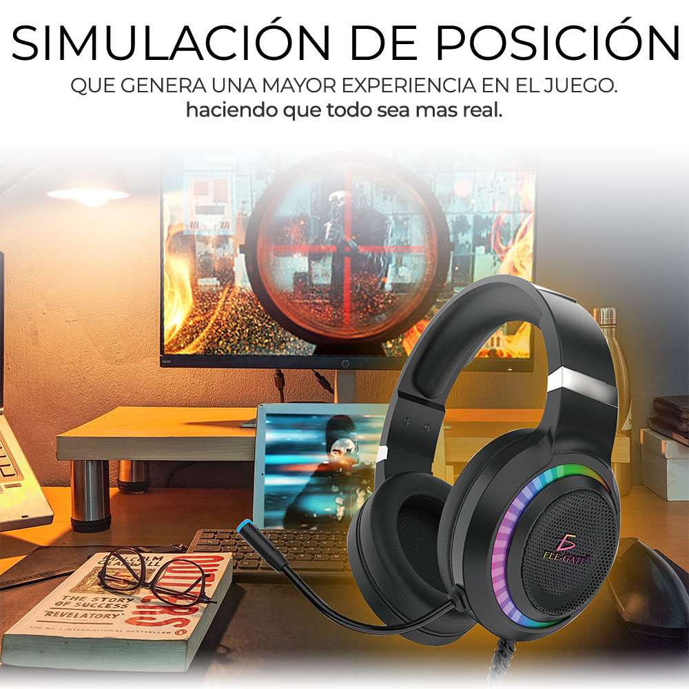 Diadema Gamer Rgb Led Colores Audifonos Ps4 Xbox Pc