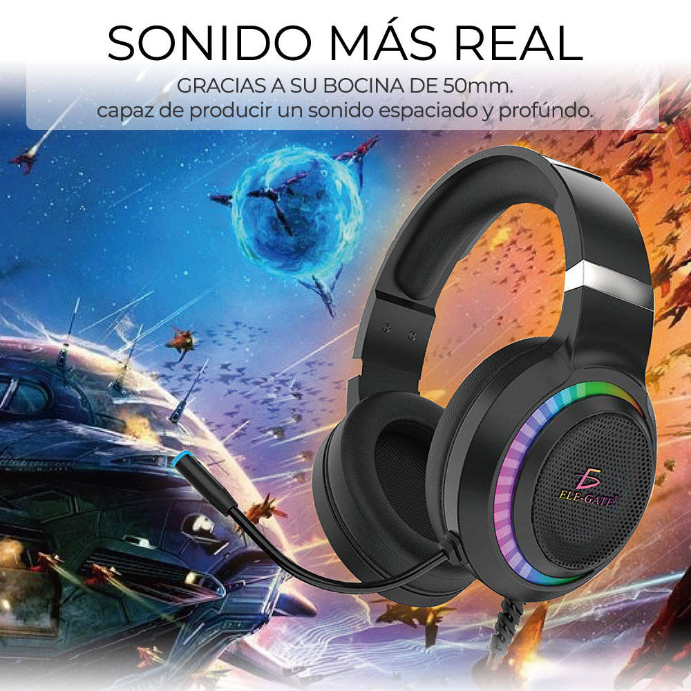 Diadema Gamer Rgb Led Colores Audifonos Ps4 Xbox Pc