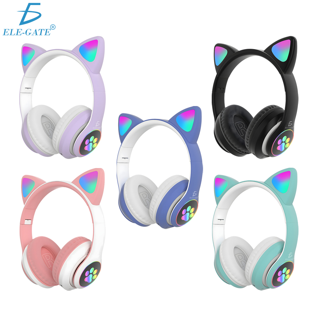Diadema Gato Bluetooth Auriculares Colorido Led Luminoso