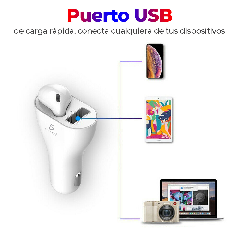 Bluetooth Transmisor Fm Con Auricular Para Manos Libres