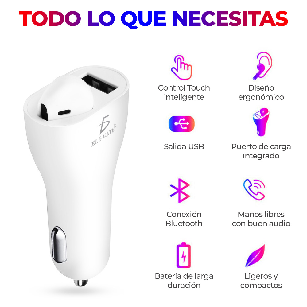 Bluetooth Transmisor Fm Con Auricular Para Manos Libres