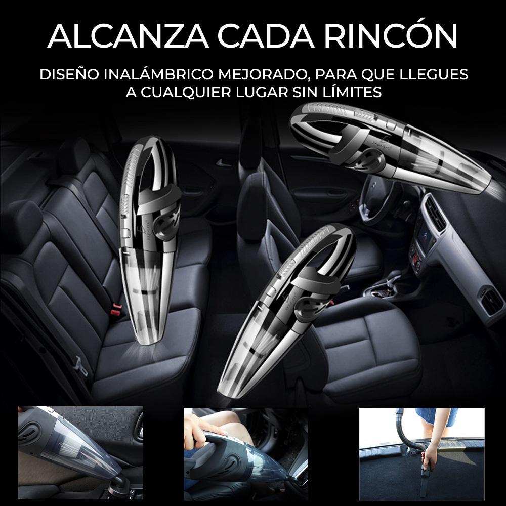 aspiradora en uso dentro de auto 