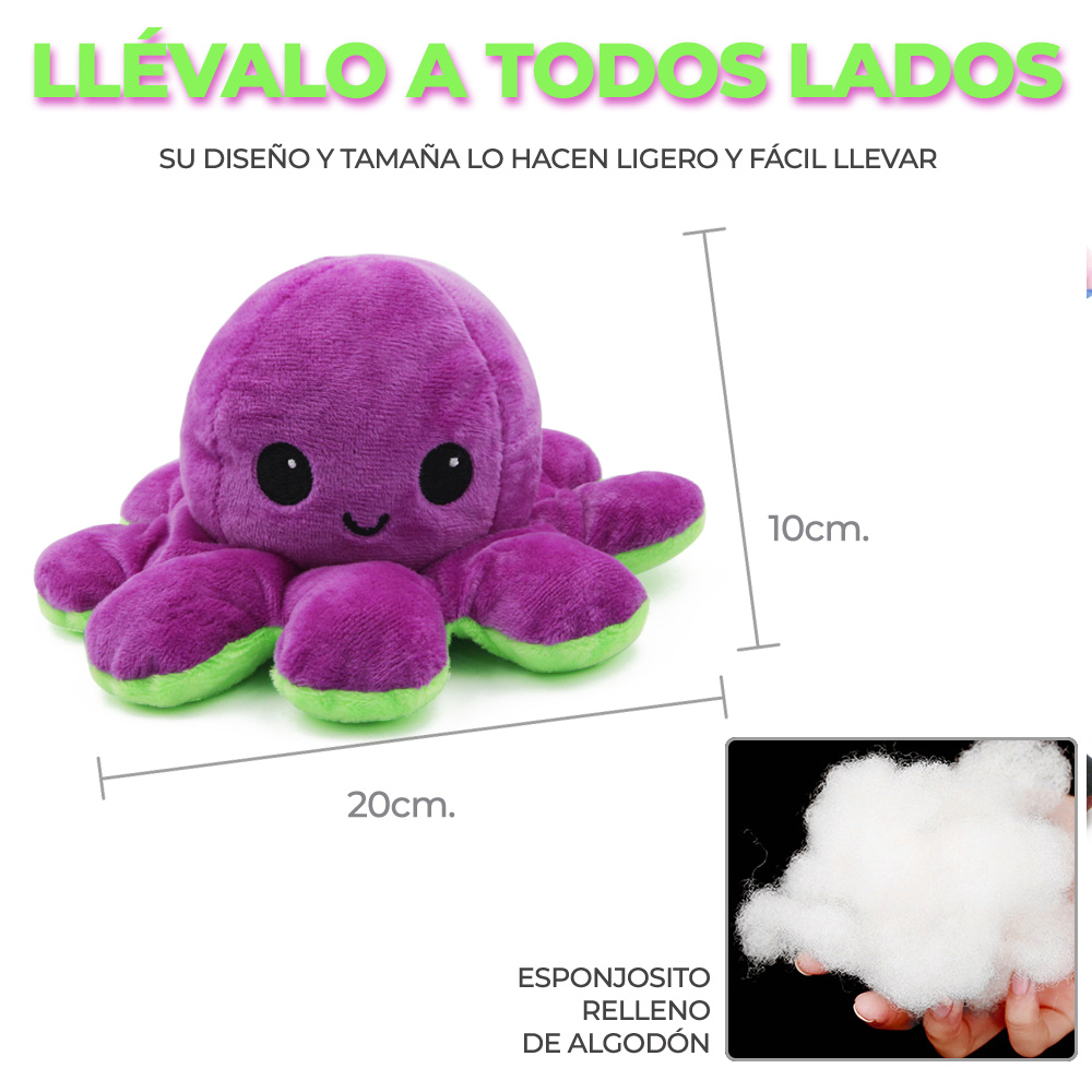 Muñeca De Pulpo Reversible De Doble Cara Con Cambio De Expre