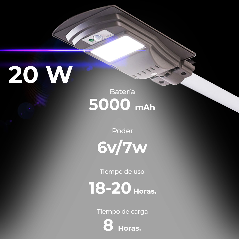 Lámpara Solar 20 Leds Sensor Movimiento Exterior