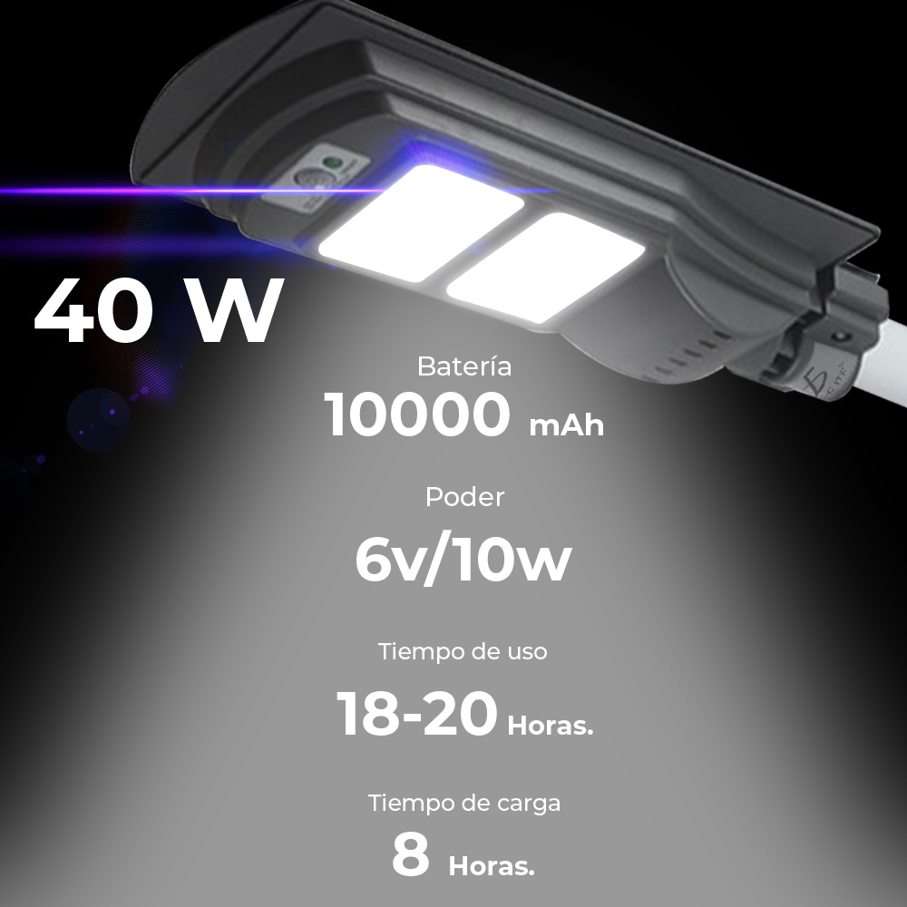 Lámpara Solar 40 Leds Sensor Movimiento Exterior