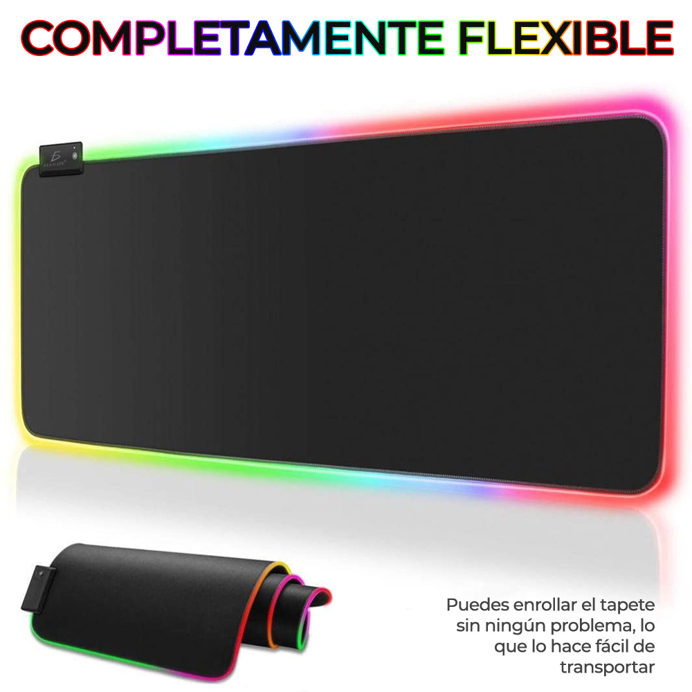 Mouse Pad Gamer Con Luz Led RGB Iluminado 90x40 mm