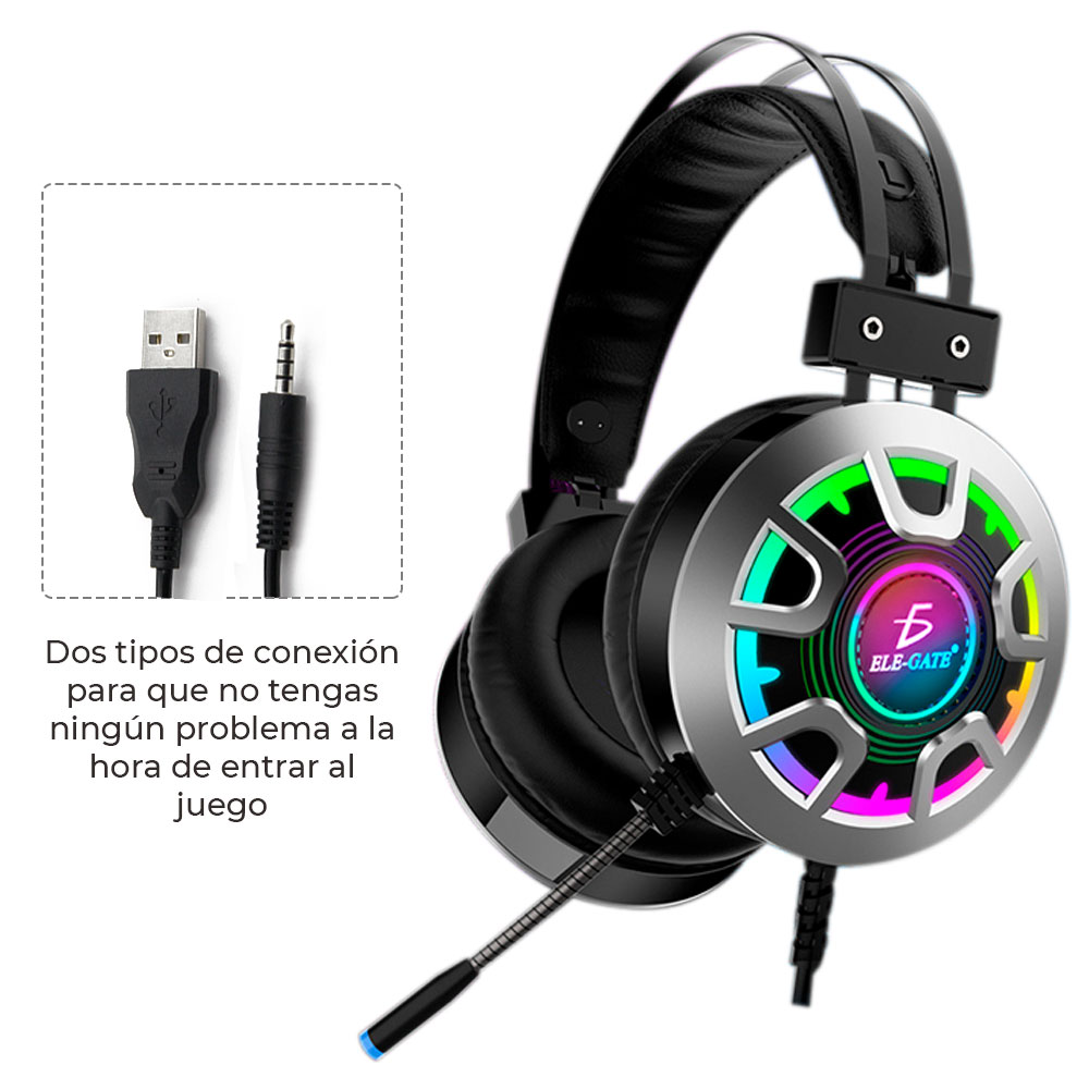 Diadema Gamer Rgb Led Colores Audifonos Ps4 Xbox Pc Laptop