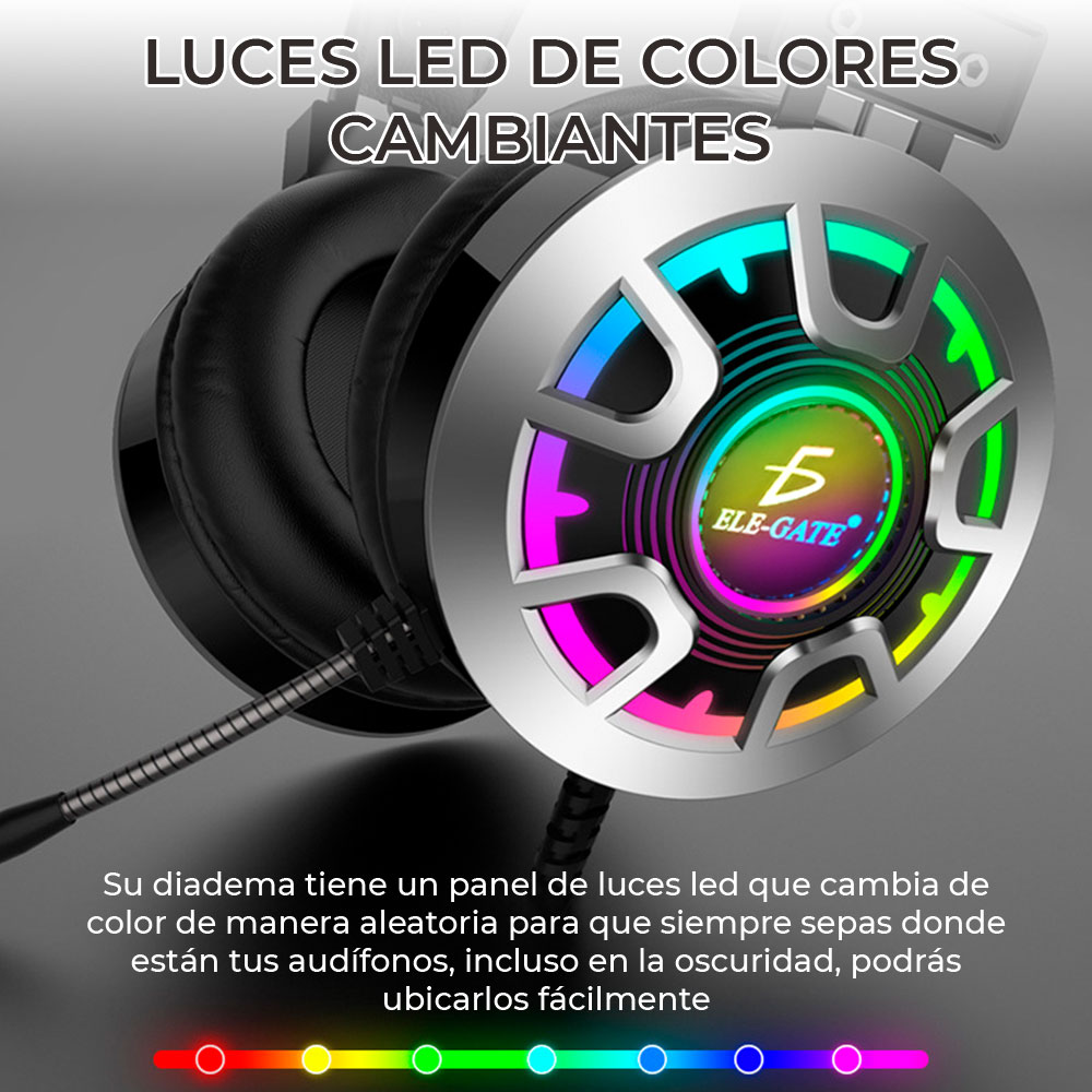 Diadema Gamer Rgb Led Colores Audifonos Ps4 Xbox Pc Laptop