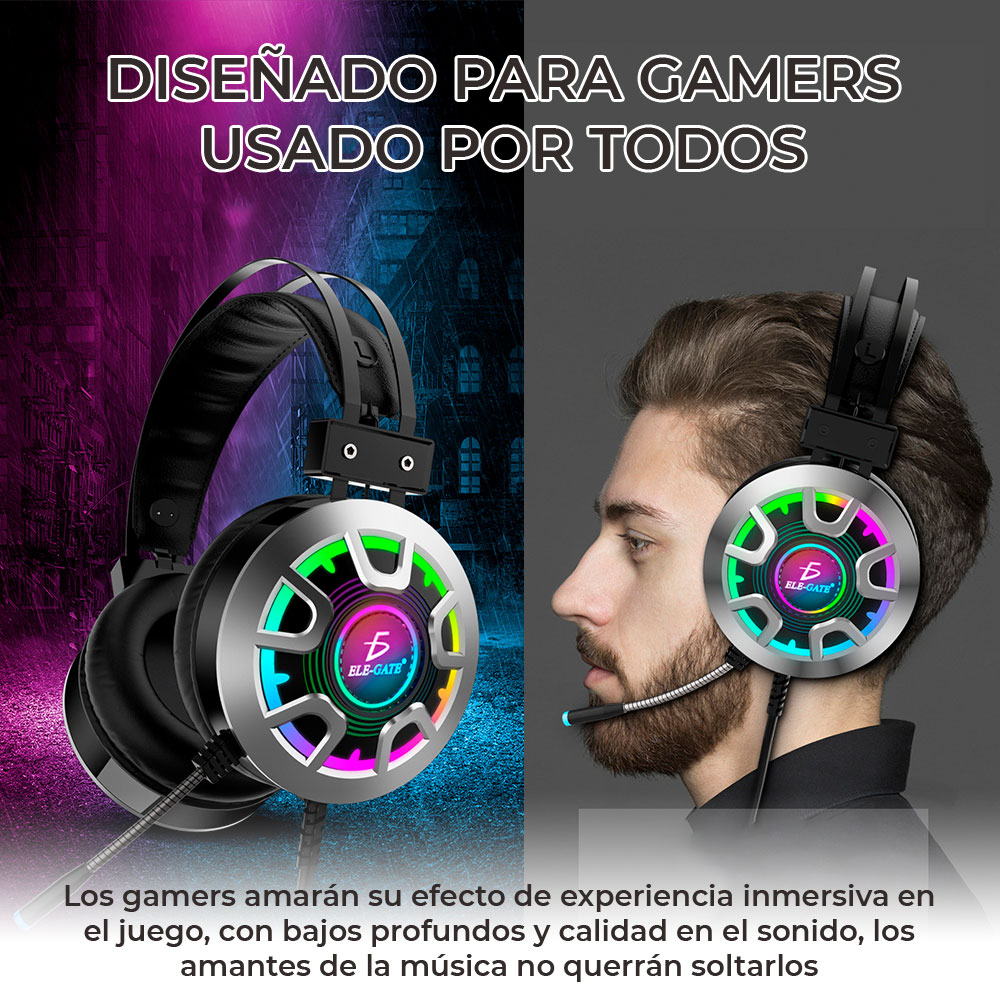 Diadema Gamer Rgb Led Colores Audifonos Ps4 Xbox Pc Laptop