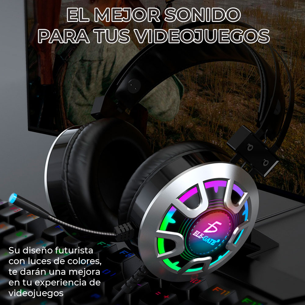 Diadema Gamer Rgb Led Colores Audifonos Ps4 Xbox Pc Laptop