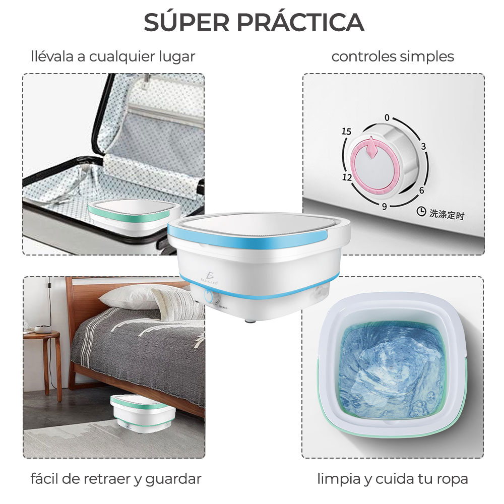 Lavadora Turbo Plegable 11.5L Portátil Mini Lavadora 1.8KG