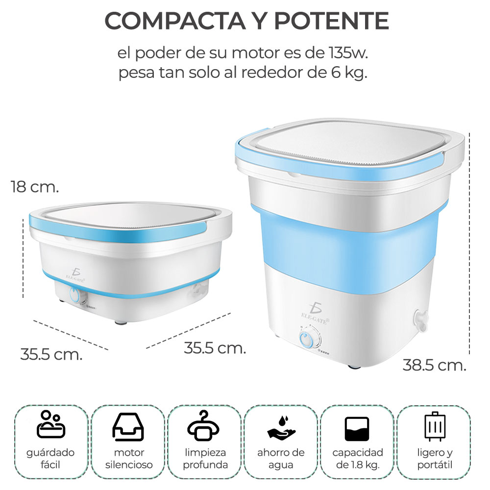 Lavadora Turbo Plegable 11.5L Portátil Mini Lavadora 1.8KG