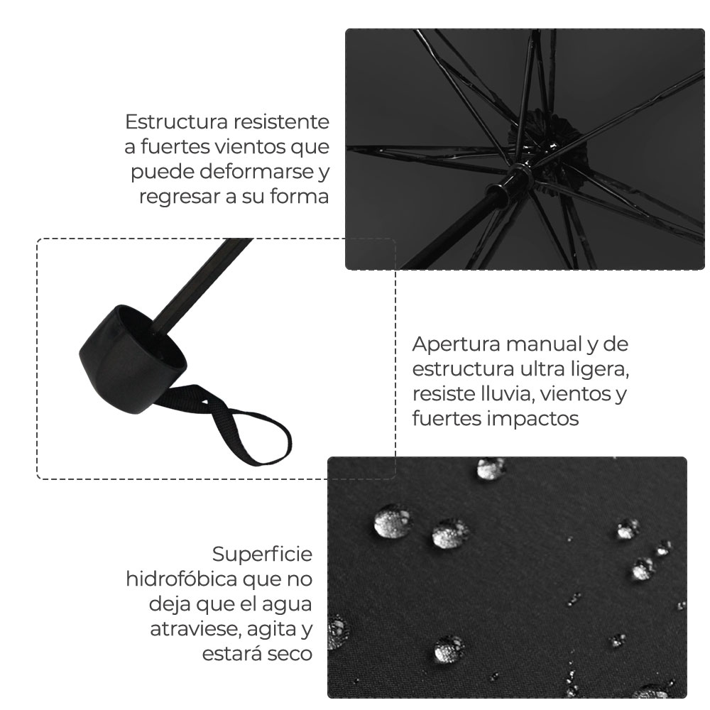 Paraguas Sombrilla Automático Compacto Lluvia Moda