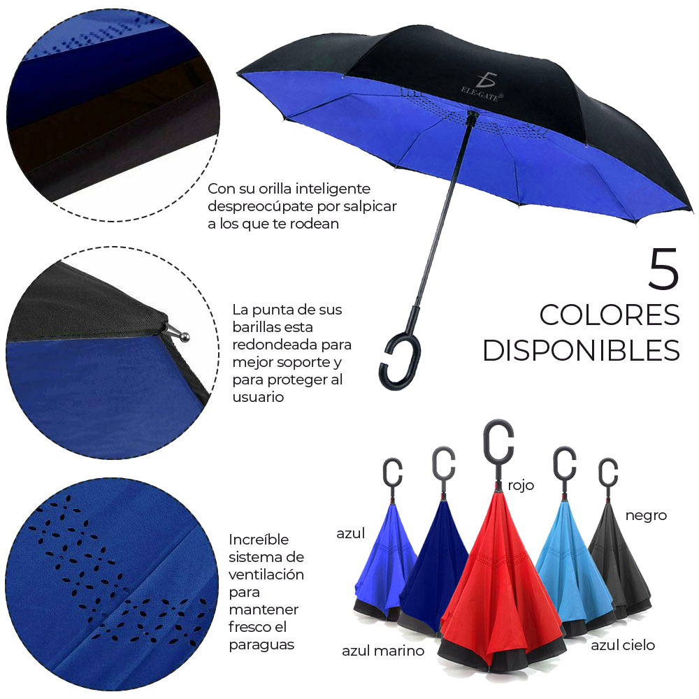 Paraguas Invertido Doble Refuerzo Resistente Ligero