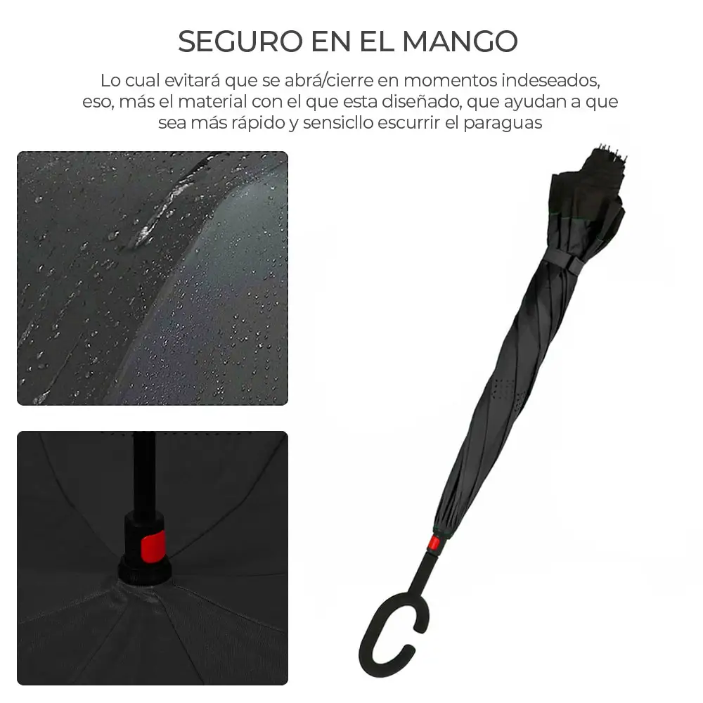Paraguas Invertido Doble Refuerzo Resistente Ligero
