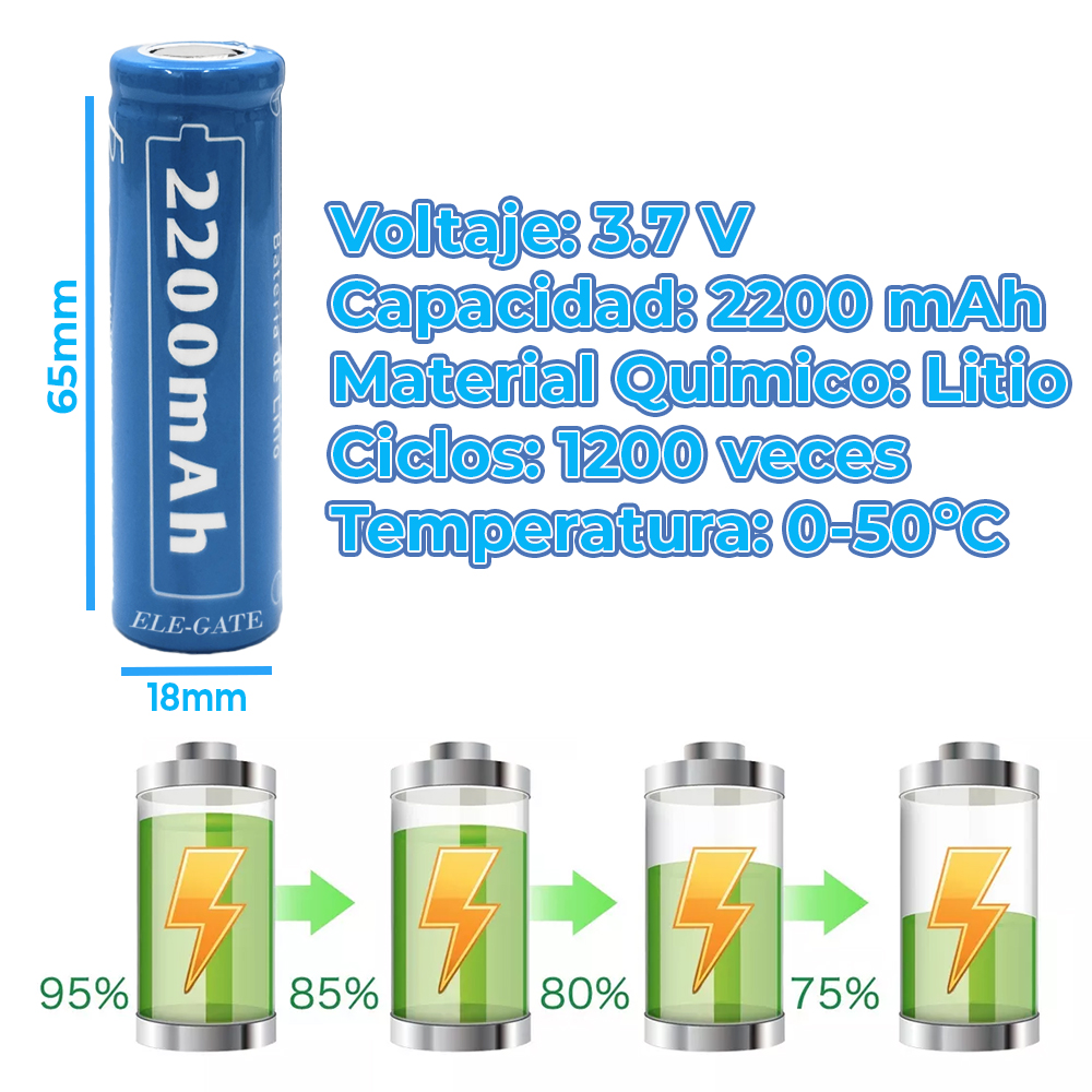 Batería Recargable de Litio 3.7V 2200mAh - Image 4