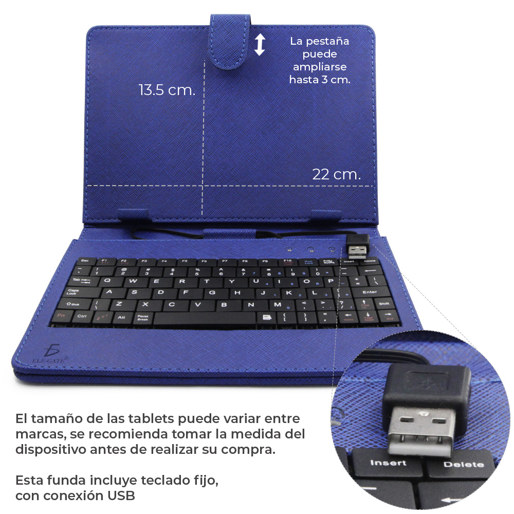 Funda Universal Con Teclado 8 Pulgadas Para Table Y Tableta