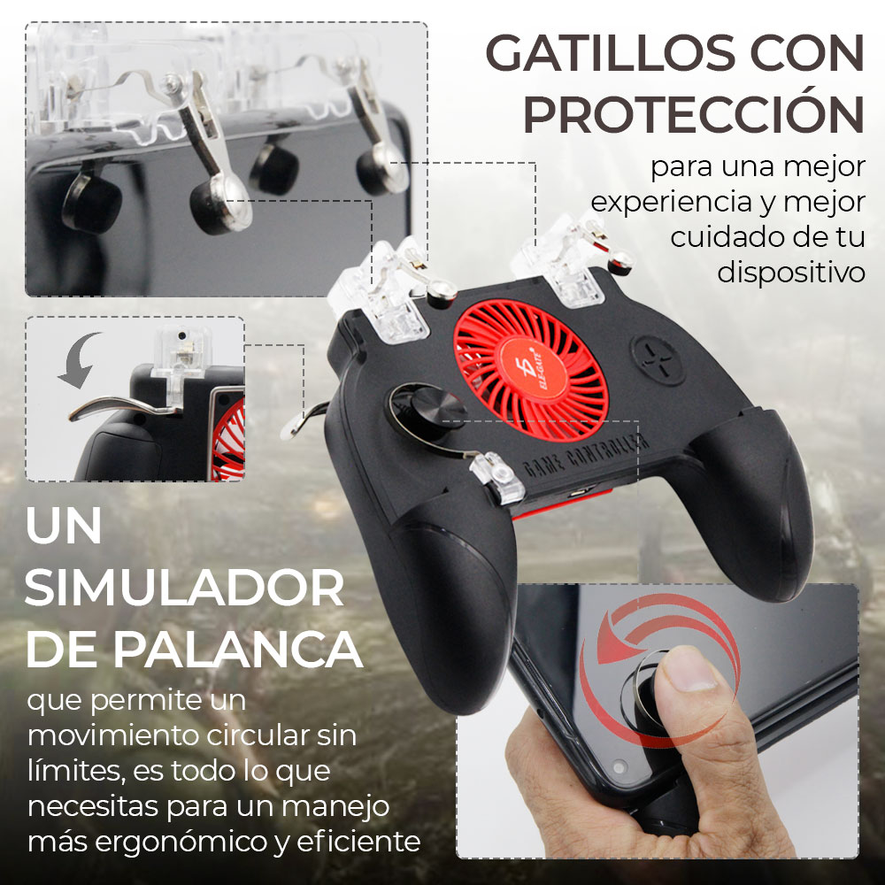 Gamepad Control Soporte Cargador Celular Ventilador Juego
