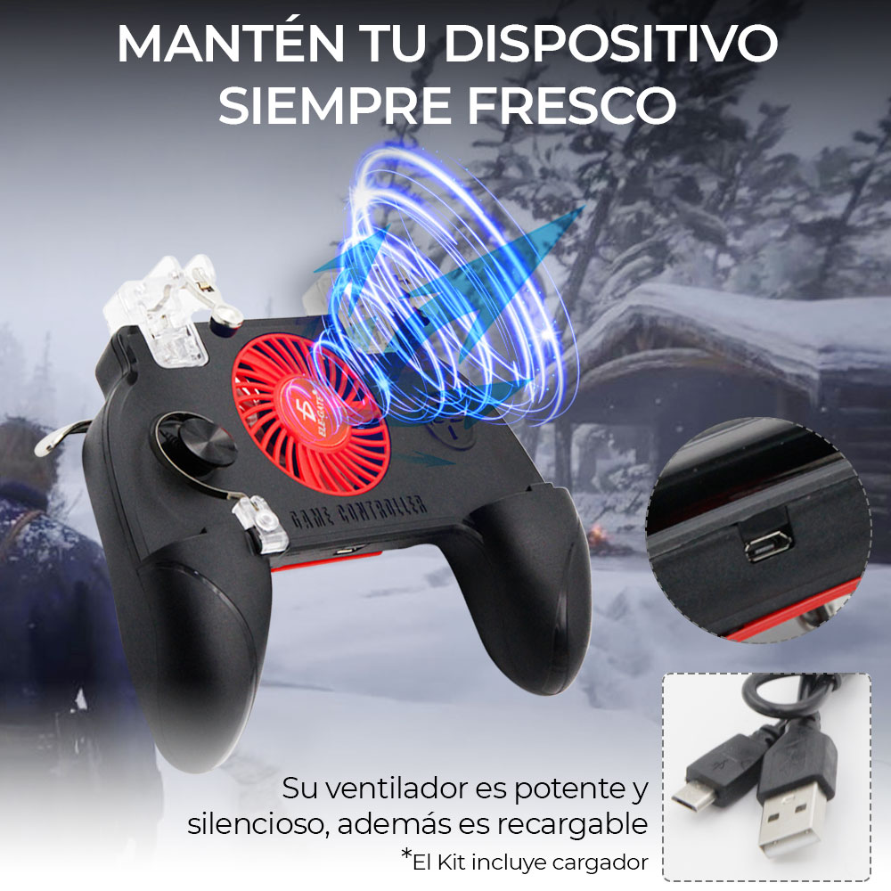 Gamepad Control Soporte Cargador Celular Ventilador Juego