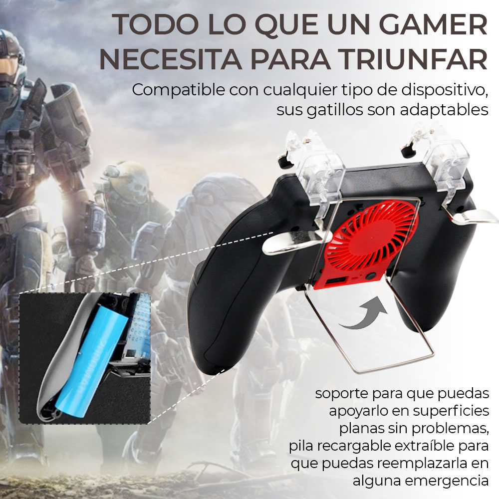 Gamepad Control Soporte Cargador Celular Ventilador Juego