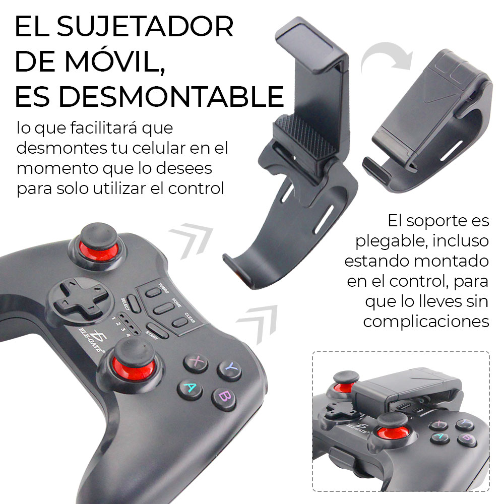 Control Gamepad Videojuego Bluetooth Android Con Soporte