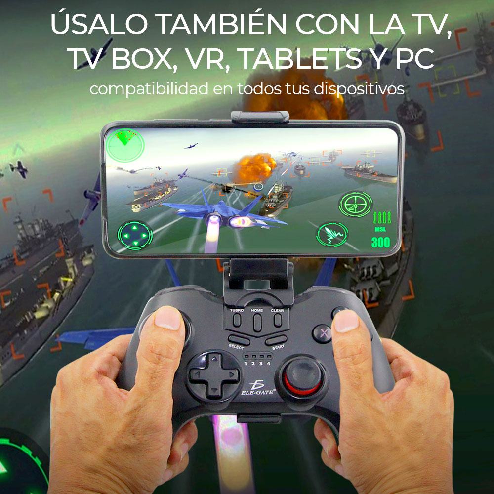 Control Gamepad Videojuego Bluetooth Android Con Soporte