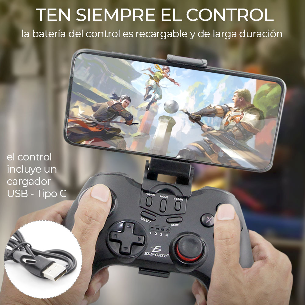 Control Gamepad Videojuego Bluetooth Android Con Soporte