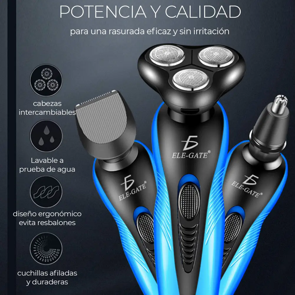 Maquinilla De Afeitar Barba Eléctrica 3 En 1 Recargable