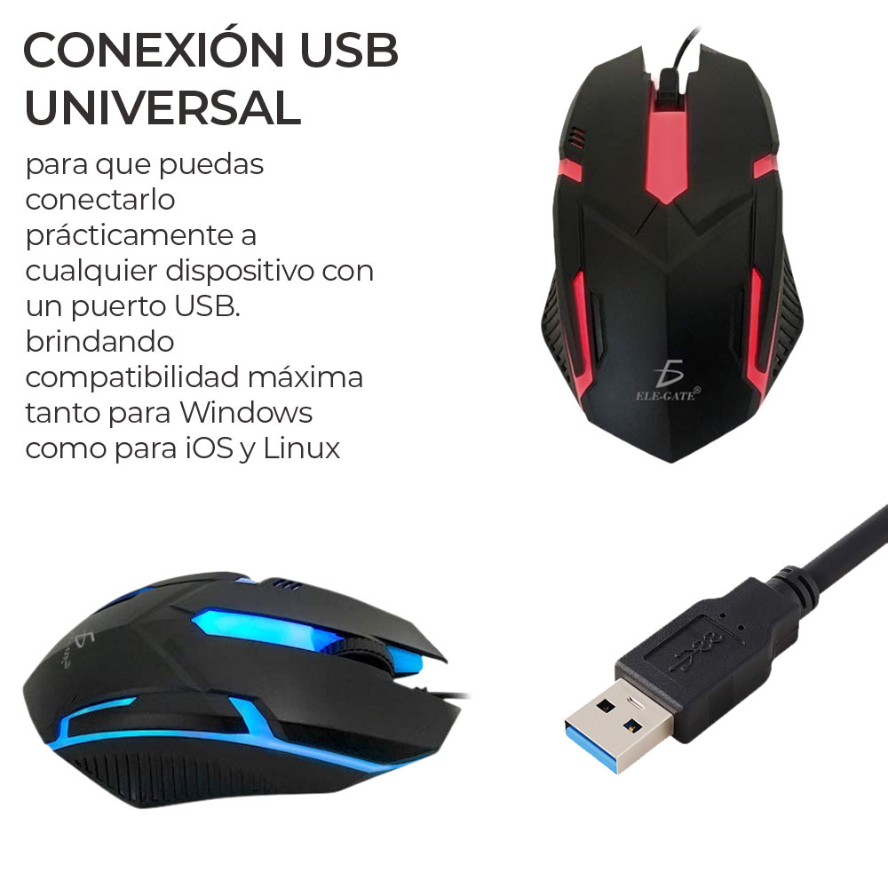 Mouse Gaming LED Alámbrico Usb Respiración Luz Ratón