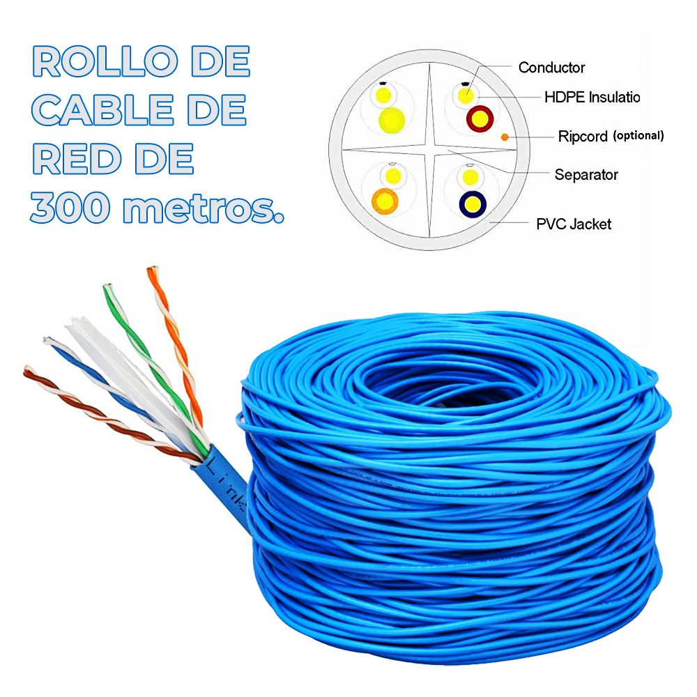 Bobina Cable de Red Industrial Utp Rj45 Cat6 305 Mts 100% Cobre