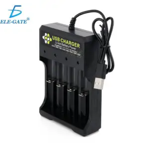 Cargador USB de 4 Bahías para Baterías Li-ion 18650 y 14500