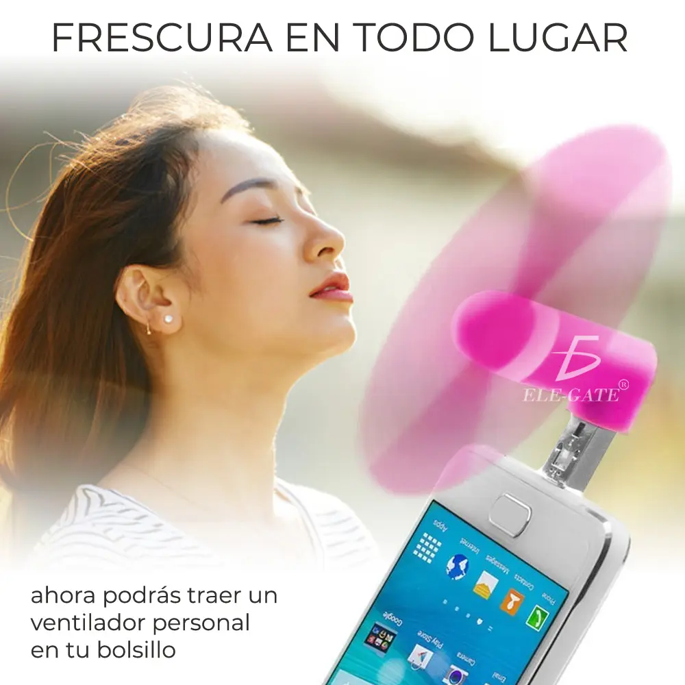 Mini Ventilador 2 En 1 Para Smartphone Android Carga Usb V8 Y Usb de Power Bank